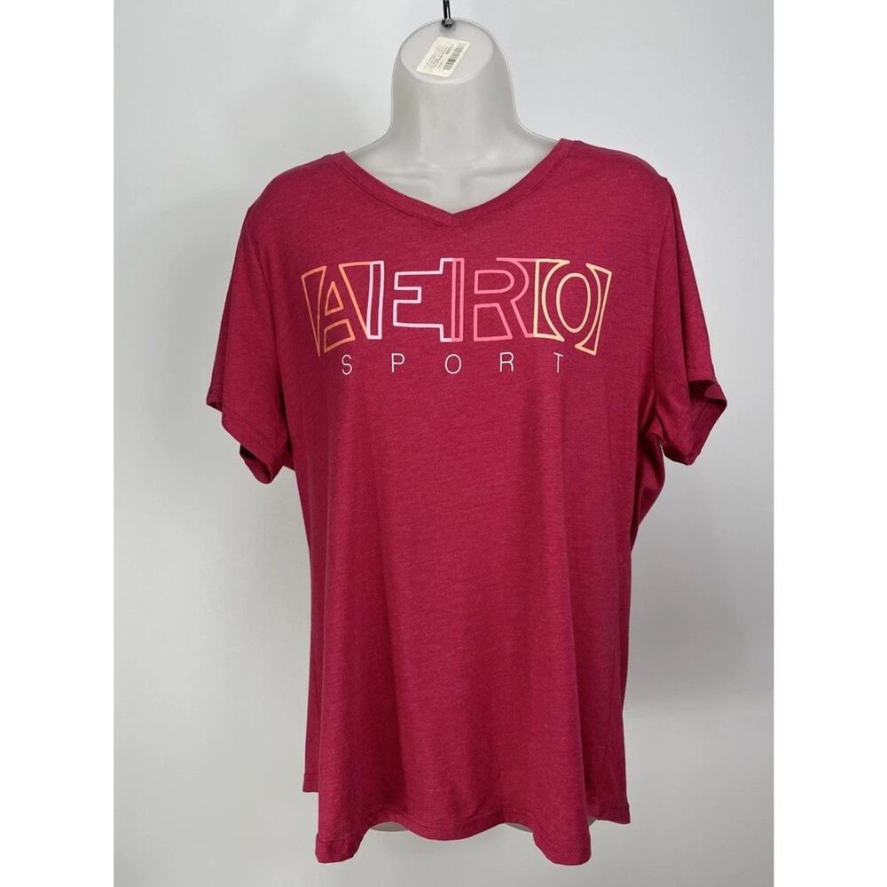 Aeropostale Sport Pink Short Sleeve V Neck T-Shirt Women's Size 1X NEW